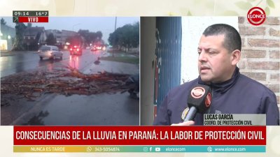 La lluvia acumul&oacute; 20 mil&iacute;metros en Paran&aacute; y hubo ingresos de agua en viviendas